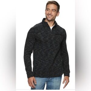 Marc Anthony Men's Black /grey fleece Quarter 1/4 Zip size large Slim